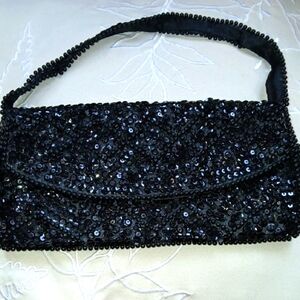 Vintage Elegant Black Beaded Women's Bag